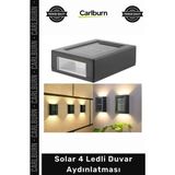 Carlburn #solar Dış Mekan Bahçe Su Geçirmez IP65 Gün Işığı Dekoratif Solar 4 Ledli Duvar Aydınlatması