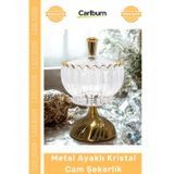 Carlburn #Sunumluk Lüks Lokumluk Şık Çikolatalık Metal Ayaklı Kristal Cam Şekerlik Gold Detaylı Sunumluk