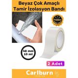 Carlburn Süper Güçlü Su Geçirmez Sızdırmaz Beyaz Renk Çok Amaçlı Tamir İzolasyon Bandı 48 mm x 10 m 2 Adet