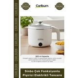 Carlburn #tencere 800ML 400W Buharlı Aparatlı Hızlı Pratik Beyaz Sinbo Çok Fonksiyonlu Pişirici Elektrikli Tencere - Tek Ebat