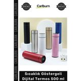 Carlburn #termos Kamp Piknik Plaj Ofis Seyahat LED Ekranlı Paslanmaz Çelik Akıllı Sızdırmaz Sıcaklık Göstergeli Dijital Termos 500 ml - Çok Renkli