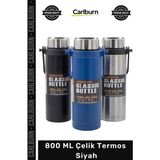 Carlburn #termos Paslanmaz Sızdırmaz Dayanıklı Sıcak Soğuk Outdoor Matara Şık 800 ml Çelik Termos Siyah - Çok Renkli