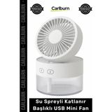 Carlburn #vantilatör Masaüstü Şarjlı Portatif Hava Soğutucu Işıklı Su Spreyli Katlanır Başlıklı USB Mini Fan - Çok Renkli