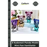 Carlburn #vantilatör Şık Taşınabilir Sessiz USB Şarjlı Masaüstü 3 Kademeli Panda Model Mini Fan Vantilatör - Çok Renkli