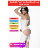 Carlburn Vücut Şekillendirici İz Bırakmaz Kaymaz Sıkılaştırıcı Destekli Push-Up Tam Boy Popo Açık Korse
