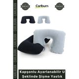 Carlburn #Yastık Konforlu Seyahat Yolculuk Boyun Destekli Kapşonlu Ayarlanabilir U Şeklinde Şişme Yastık