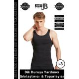 CarlburnAtlet Göbek Sıkılaştırıcı Dik Duruş Vücut Bel Göğüs Toparlayıcı Kolsuz 3'lü Erkek Korse Atlet