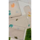 Carleen Baby Home Emzik Desen Kök Boya El Baskısı 4 Kat Müslin Battaniye 5 Parça Set Yenidoğan Hediyelik