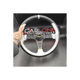 carlone Momo Spor Direksiyon 32cm Beyaz Detaylı- Yarış Spor Direksiyonu