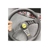 carlone Momo Spor Direksiyon 32cm Siyah Yüzük ve Detaylı-Yarıklı Model-Yarış Spor Direksiyonu