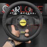 Carlone Spor Direksiyon Deri 24CM Momo Tip - Yarış Spor Direksiyonu - Siyah