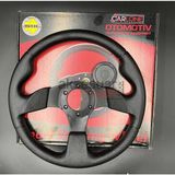 Carlone Spor Direksiyon Noktalı Deri 32CM Momo Tip - Yarış Spor Direksiyonu - Siyah