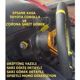 Carlone Toyota Corona-Efsane Kasa Corolla Sabit GÖBEK-35CM Sarı Drifting Momo Spor Direksiyon - Sarı - Siyah