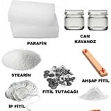 Carmelina Mum Yapım Malzemeleri, Parafin-Fitil-Çıt Çıt-Ahşap Fitil-Kavonoz 2 - Renkli