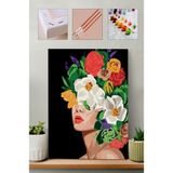 Carmen Çiçek ve Kadın Sayılarla Boyama Seti 40 x 50 cm Akrilik Boya Fırçaları ile Kolay Sanat