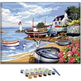 Carmen Sayılarla Boyama Seti Balıkçı Tekneleri - 60 x 75 cm