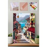 Carmen Sayılarla Boyama Seti Liman 40x50 cm Pamuklu Tuval ve Akrilik Boya Fırçaları ile