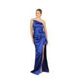 Carmen Tek Omuz Güllü Saten Abiye Elbise, 81581202458366
