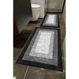 Carmine Carpet Gri Siyah Beyaz Desenli Yıkanabilir Kaymaz Banyo Paspası 2'li Büyük 80x120 60x100