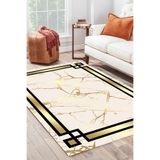 Carmine Carpet(1115) Dijital Baskılı Dekoratif Yıkanabilir Kaymaz Taban Halı gold 80 x 150