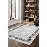 Carmine Carpet(1450) Dijital Baskılı Dekoratif Yıkanabilir Kaymaz Taban Halı gri 80 x 150