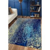 Carmine Carpet(1529) Dijital Baskılı Dekoratif Yıkanabilir Kaymaz Taban Halı mavi 80 x 150