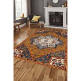 Carmine Carpet(2203) Dijital Baskılı Dekoratif Yıkanabilir Kaymaz Taban Halı turuncu 100 x 200