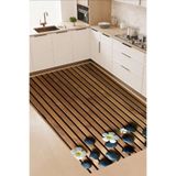 Carmine Carpet(2404) Dijital Baskılı Dekoratif Yıkanabilir Kaymaz Taban Mutfak Halısı kahverengi 180 x 280
