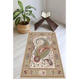 Carmine Carpet(3063) Dijital Baskılı Yıkanabilir Kaymaz Taban Seccade krem.jpg 80 x 120