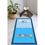 Carmine Carpet(3082) Dijital Baskılı Yıkanabilir Kaymaz Taban Çocuk Seccadesi mavi 60 x 100