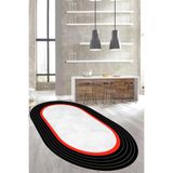 Carmine Carpet(3316) Dijital Baskılı Dekoratif Yıkanabilir Oval Kaymaz Taban Halı siyah.jpg 120 x 300