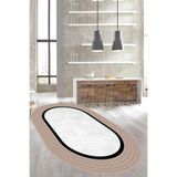Carmine Carpet(3342) Dijital Baskılı Dekoratif Yıkanabilir Oval Kaymaz Taban Halı krem.jpg 100 x 300