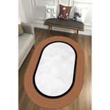 Carmine Carpet(3397) Dijital Baskılı Dekoratif Yıkanabilir Oval Kaymaz Taban Halı kahve.jpg 80 x 150