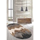 Carmine Carpet(3437) Dijital Baskılı Dekoratif Yıkanabilir Oval Kaymaz Taban Halı kahve.jpg 80 x 200
