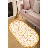 Carmine Carpet(3521) Dijital Baskılı Dekoratif Yıkanabilir Oval Kaymaz Taban Halı gold.jpg 80 x 150