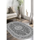 Carmine Carpet(3578) Dijital Baskılı Dekoratif Yıkanabilir Oval Kaymaz Taban Halı gri.jpg 60 x 100