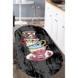 Carmine Carpet(3742) Dijital Baskılı Dekoratif Yıkanabilir Oval Kaymaz Taban Halı siyah.jpg 40 x 60