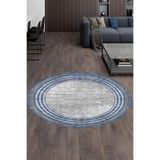 Carmine Carpet(3789) Dijital Baskılı Dekoratif Yıkanabilir Yuvarlak Kaymaz Taban Halı mavi 160 x 160