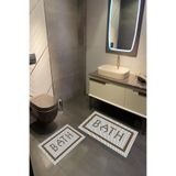 Carmine Carpet(3819) Dijital Baskılı Yıkanabilir Bath Desenli Kaymaz Taban 2'li Banyo Paspas Seti kahverengi Tek Ebat