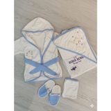Carnaval Bebek Premium Bornoz Seti - 0 - 1 Yaş - Mavi