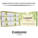 Carnaval Socks 6'lı Premium Unisex Beyaz Bambu Soket Çorap Seti – Kutulu - 001-Beyaz - 37 - 42