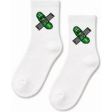 Carnaval Socks Bantlanmış Turşu Desenli Beyaz Yarım Konç Kısa Çorap - Standart - Çok Renkli