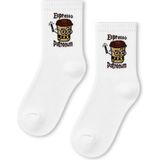Carnaval Socks Espresso Patronum Kahve Desenli Beyaz Yarım Konç Kısa Çorap - Standart - Çok Renkli