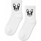 Carnaval Socks French Bulldog Köpek Desenli Beyaz Yarım Konç Kısa Çorap - Standart - Çok Renkli