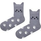Carnaval Socks Kedi Kulaklı Pati Desenli Unisex Soket Çorap - 36 - 42 - Gri