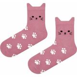 Carnaval Socks Kedi Kulaklı Pati Desenli Unisex Soket Çorap - 36 - 42 - Gül Kurusu