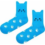 Carnaval Socks Kedi Kulaklı Pati Desenli Unisex Soket Çorap - 36 - 42 - Turkuaz