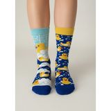Carnaval Socks Sağ Sol Farklı Civciv Desenli Çorap – 1 Çift Eğlenceli Tasarım - 36 - 41 - Mavi