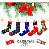 Carnaval Socks Unisex 5’li Yılbaşı Hediye Çorap Seti - Noel Temalı Kutulu Renkli Çorap - Merry Christmas Socks Box - 37 - 44 - Çok Renkli