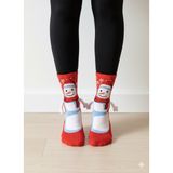 Carnaval Socks Yılbaşı Özel El Ele Tutuşan Kardan Adam Çorabı – Mıknatıslı (Tekli) Kırmızı Çorap - Standart - Kırmızı - Beyaz